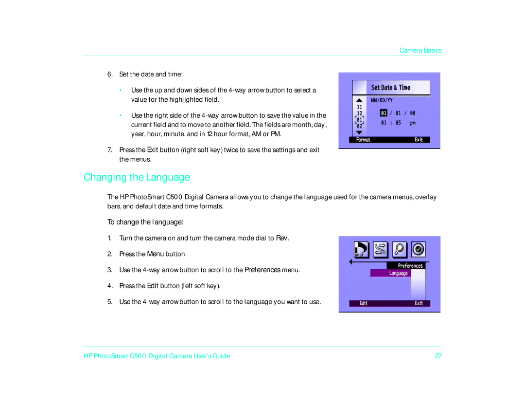 HP c500/c500xi manual Changing the Language, To change the language 