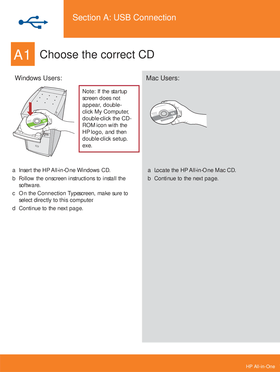 HP C5180, C5140, C5150 manual A1 Choose the correct CD, Windows Users 