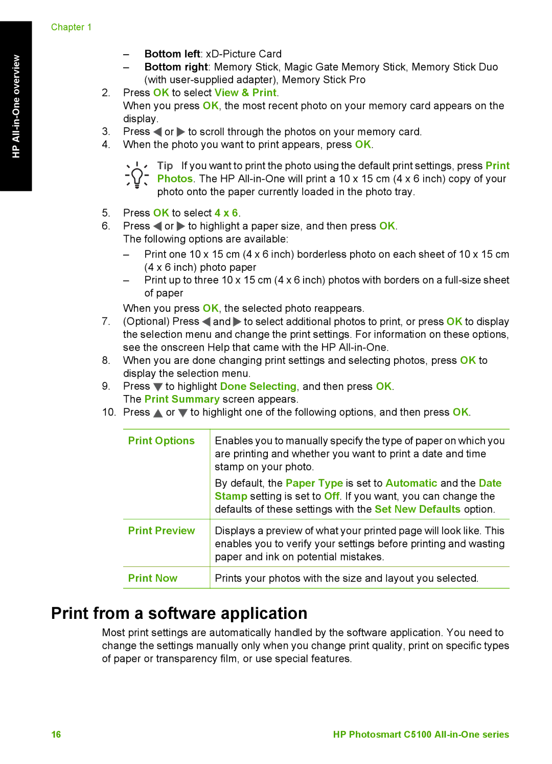 HP C5180, C5140, C5150 manual Print from a software application 