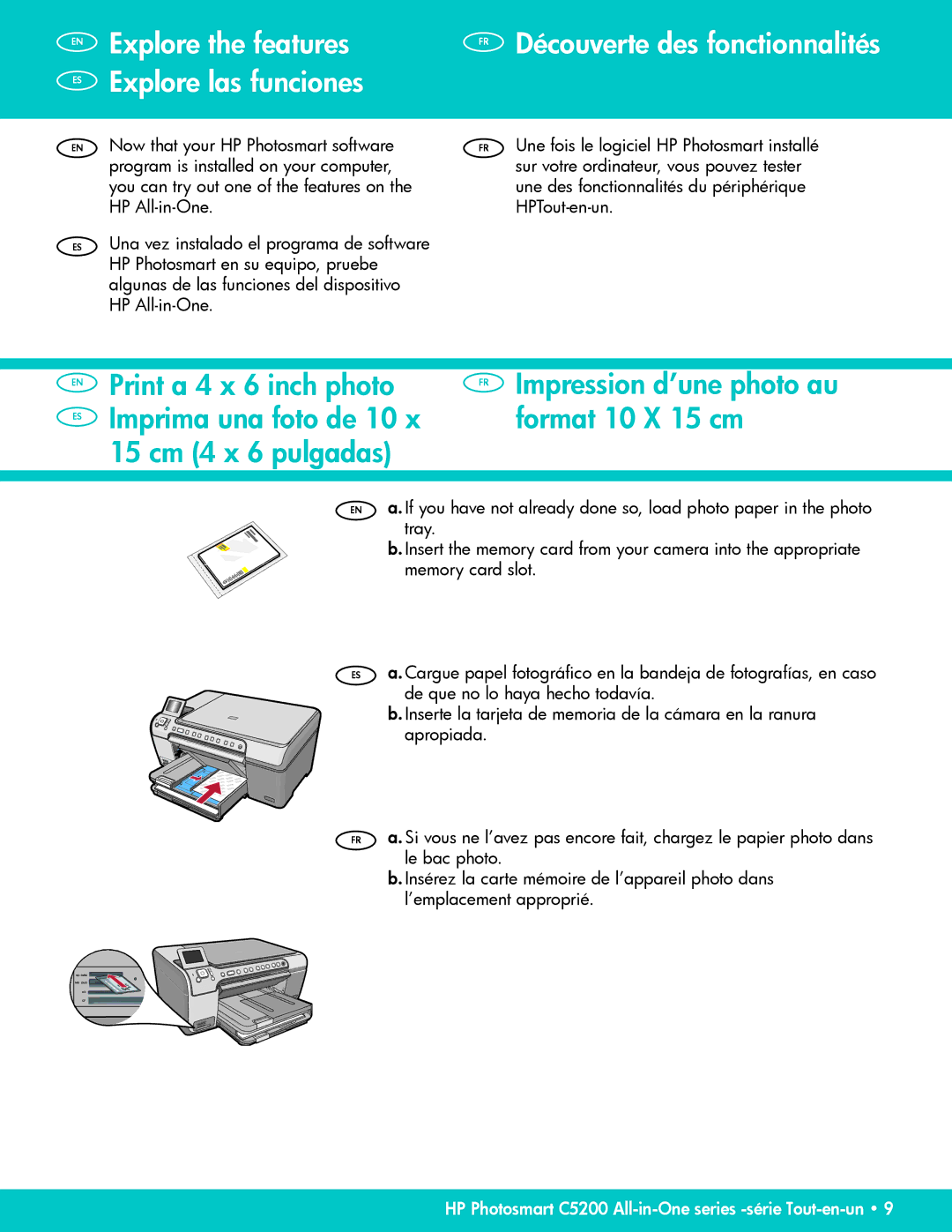 HP C5280, C5240, C5250 manual HP Photosmart C5200 All-in-One series -série Tout-en-un 