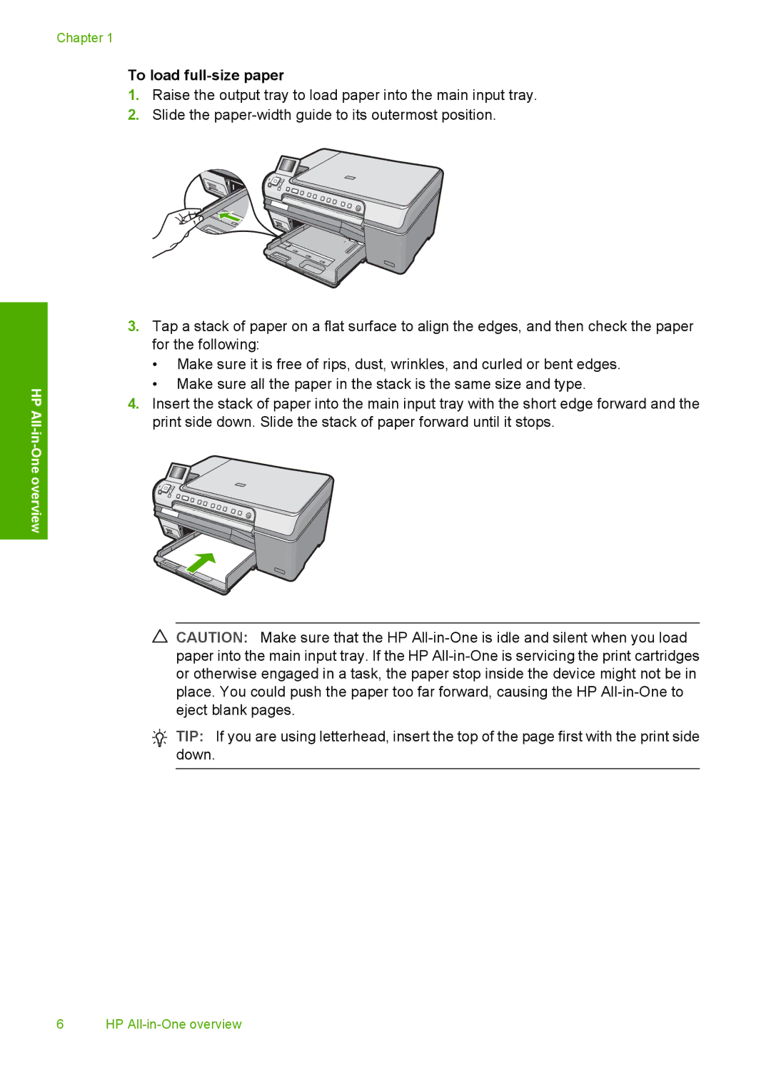 HP C5250, C5280, C5240 manual To load full-size paper 