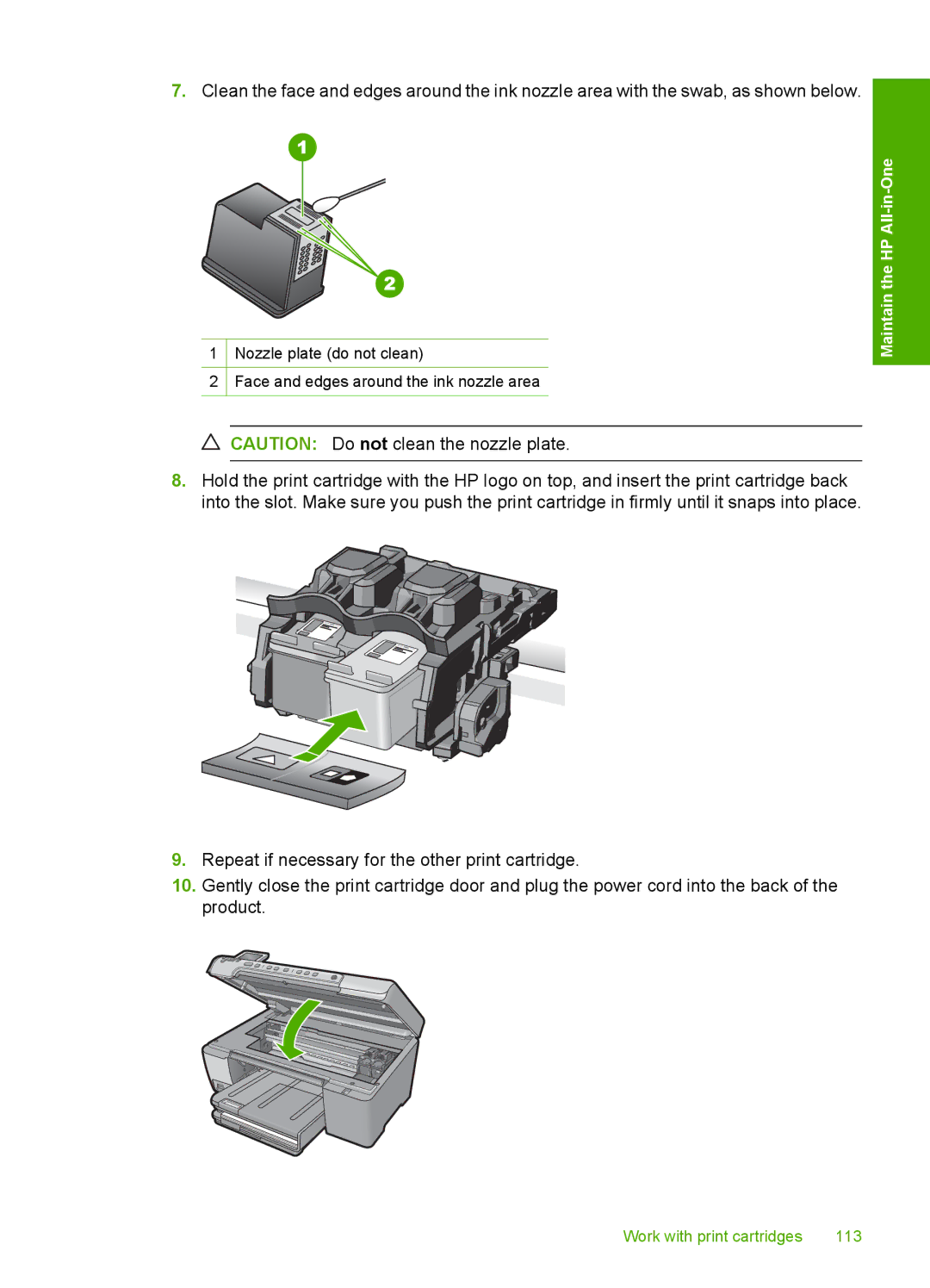 HP C5500 manual Work with print cartridges 113 