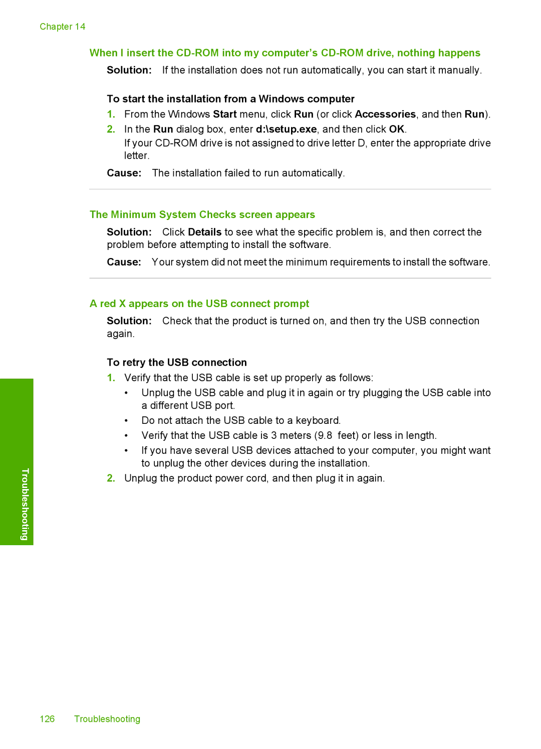 HP C5500 manual To start the installation from a Windows computer, Minimum System Checks screen appears 