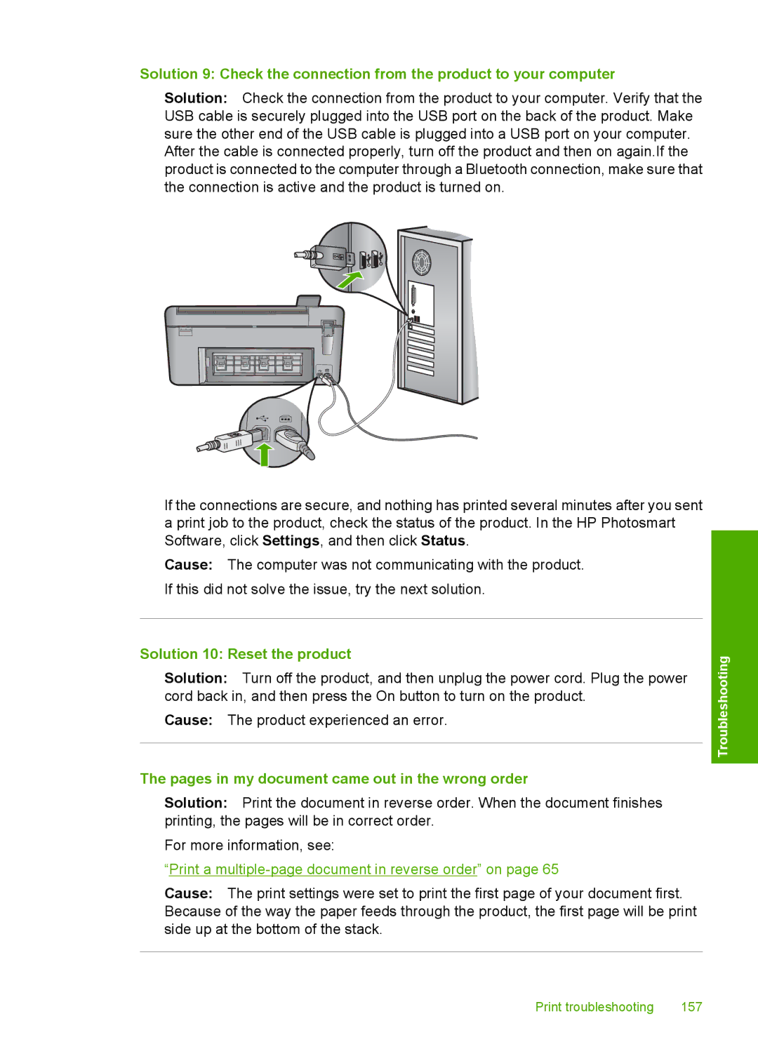 HP C5500 manual Pages in my document came out in the wrong order, Print a multiple-page document in reverse order on 