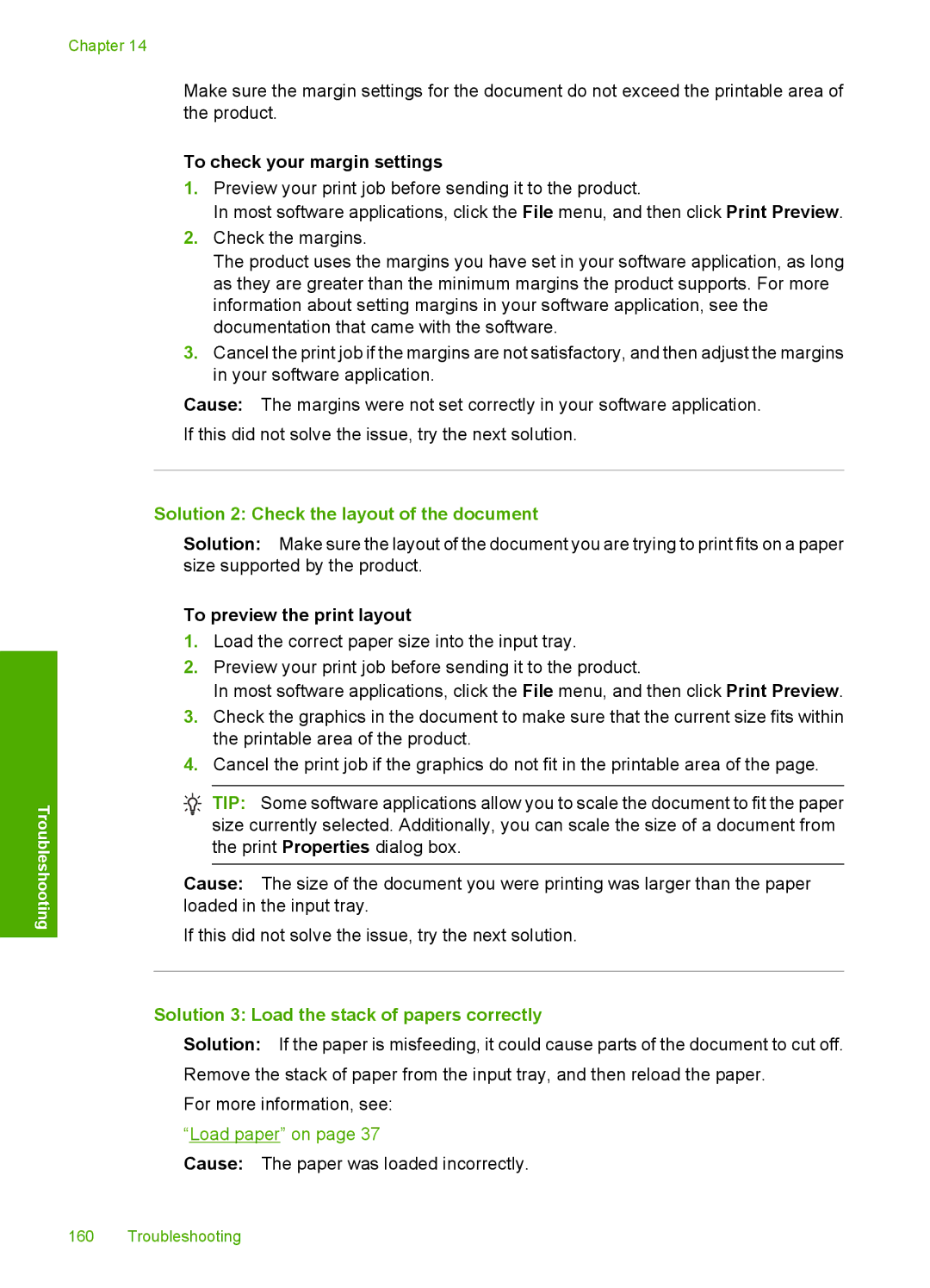 HP C5500 manual Solution 2 Check the layout of the document, To preview the print layout 