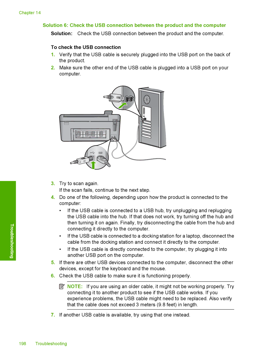 HP C5500 manual To check the USB connection 