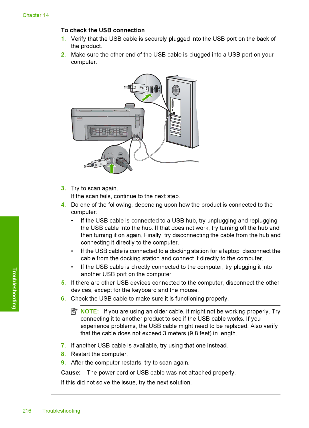 HP C5500 manual To check the USB connection 