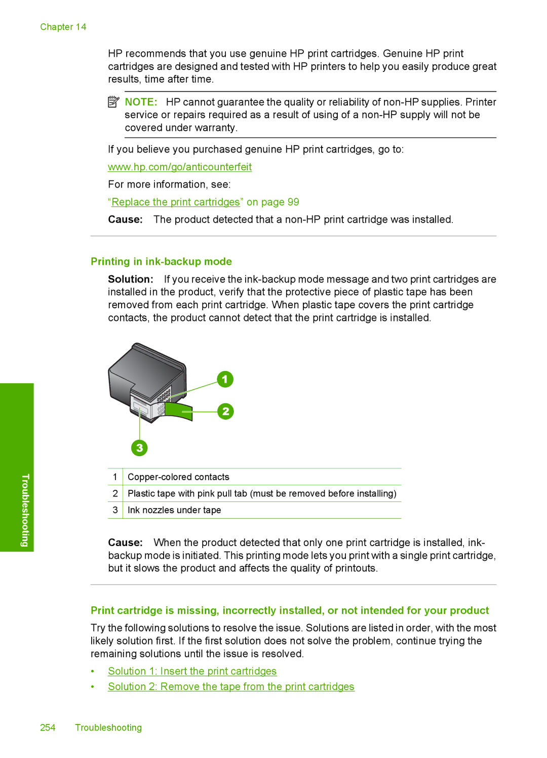 HP C5500 manual Printing in ink-backup mode 