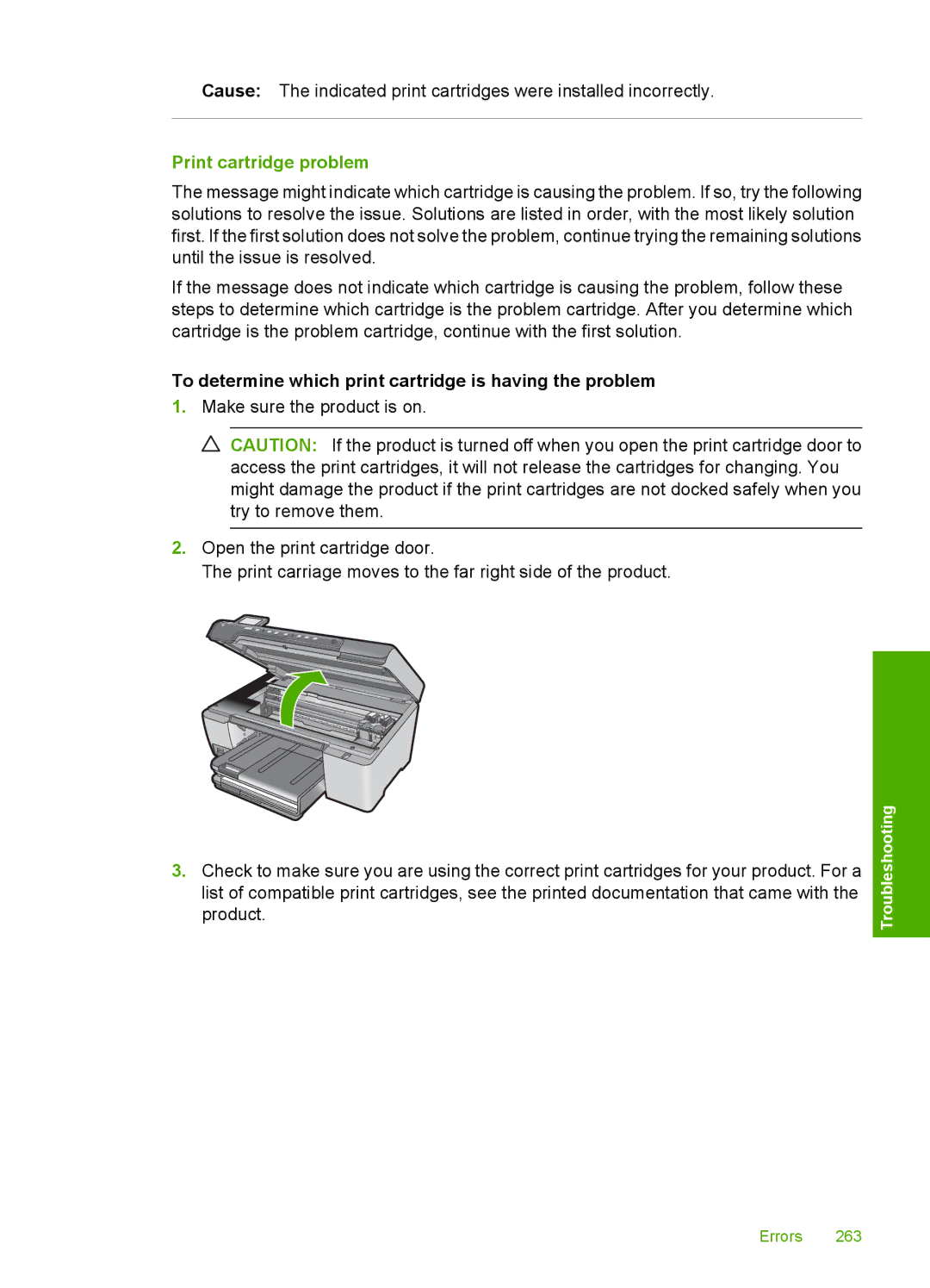 HP C5500 manual Print cartridge problem, To determine which print cartridge is having the problem 