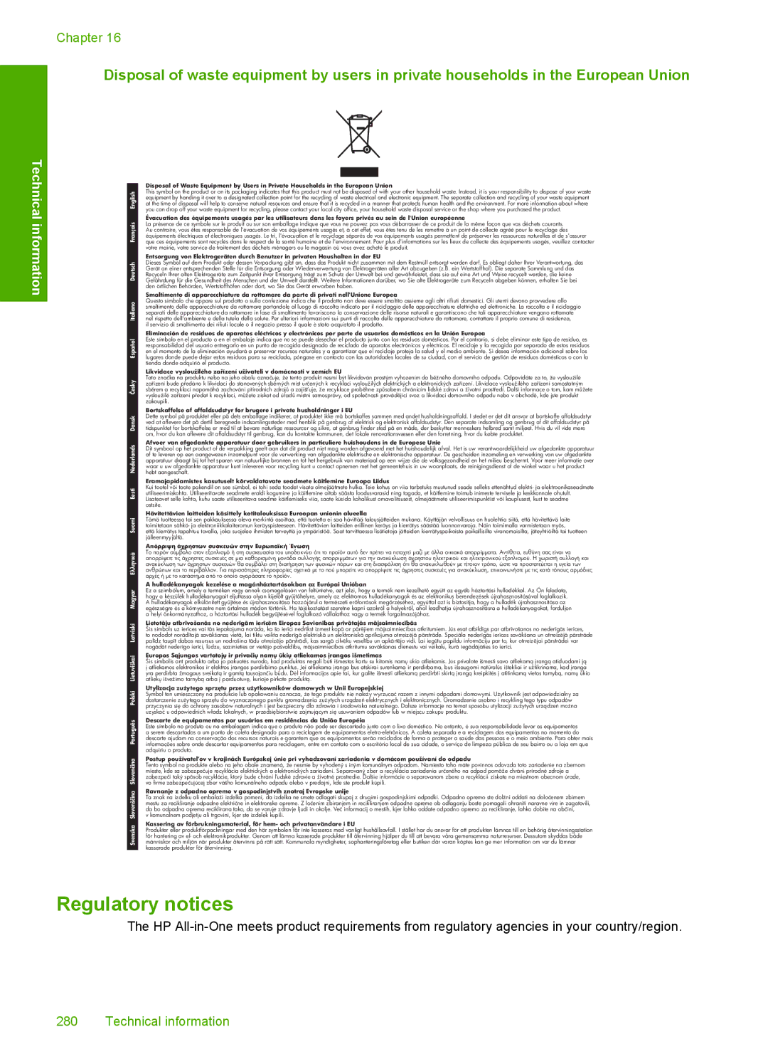 HP C5500 manual Regulatory notices 