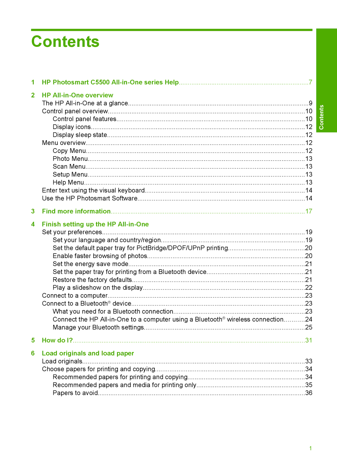 HP C5500 manual Contents 