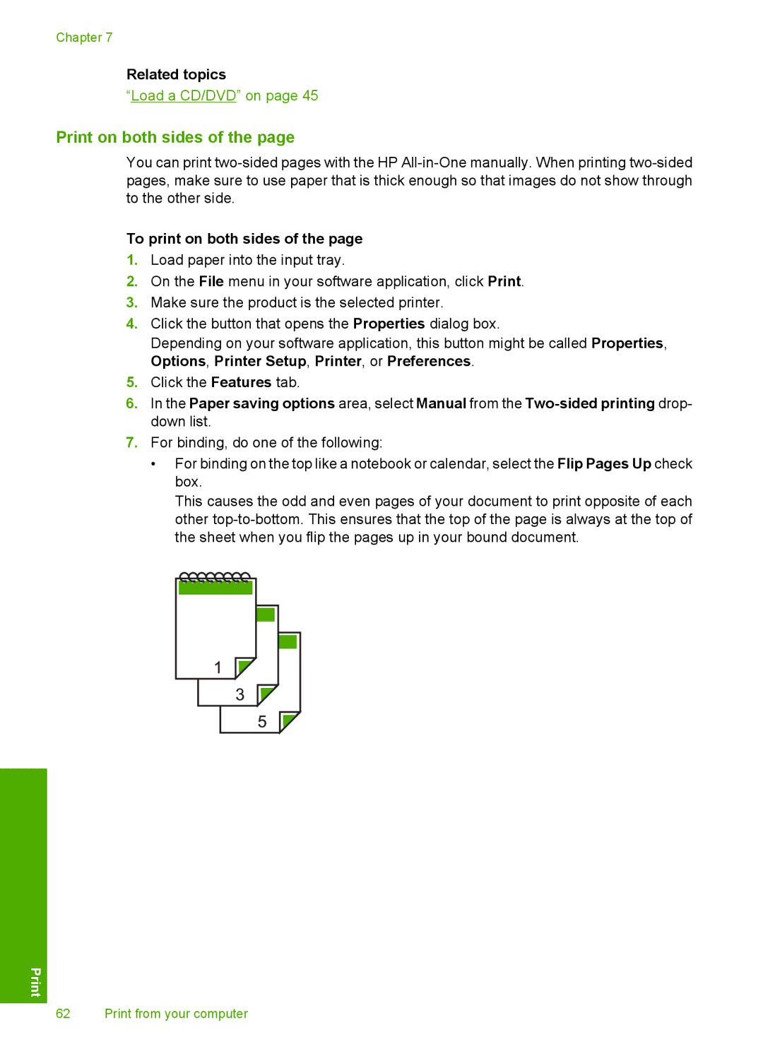 HP C5500 manual Print on both sides, To print on both sides 