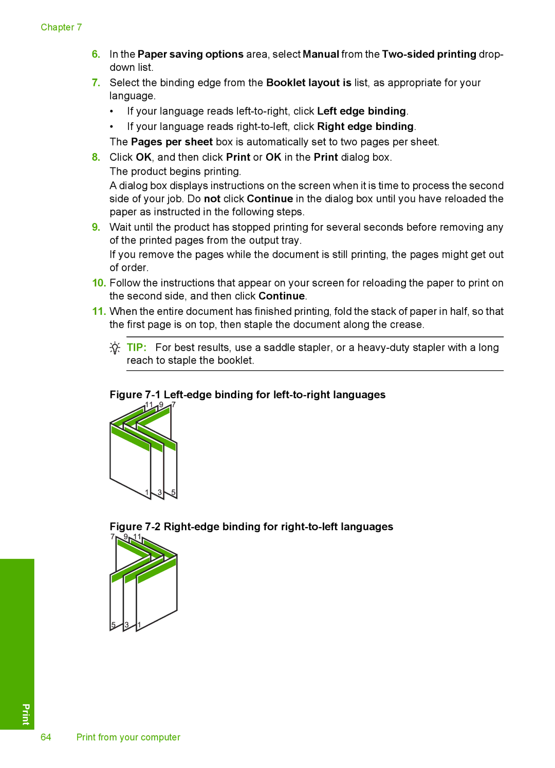 HP C5500 manual Left-edge binding for left-to-right languages 