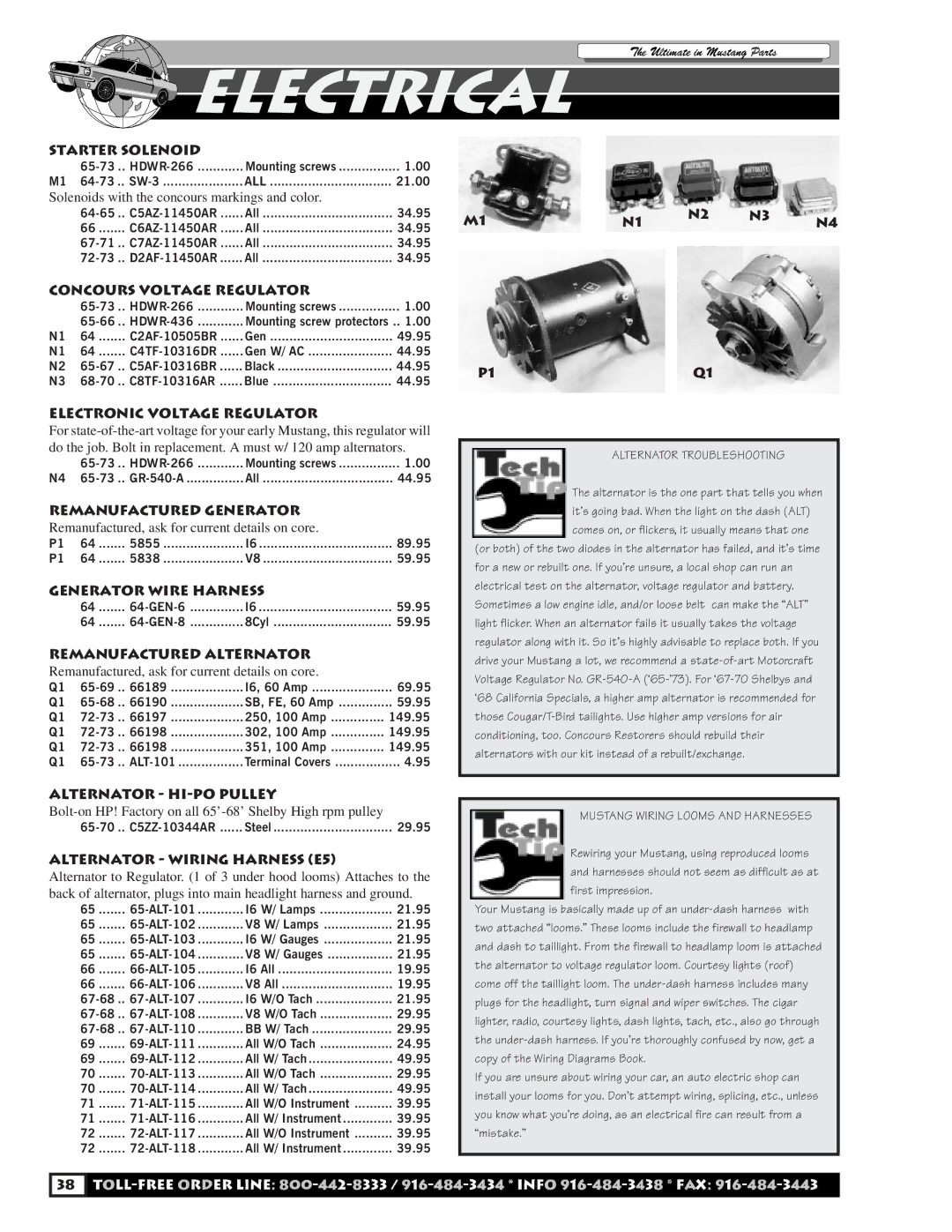 HP C5ZZ manual Starter Solenoid, Concours Voltage Regulator, Electronic Voltage Regulator, Remanufactured Generator 