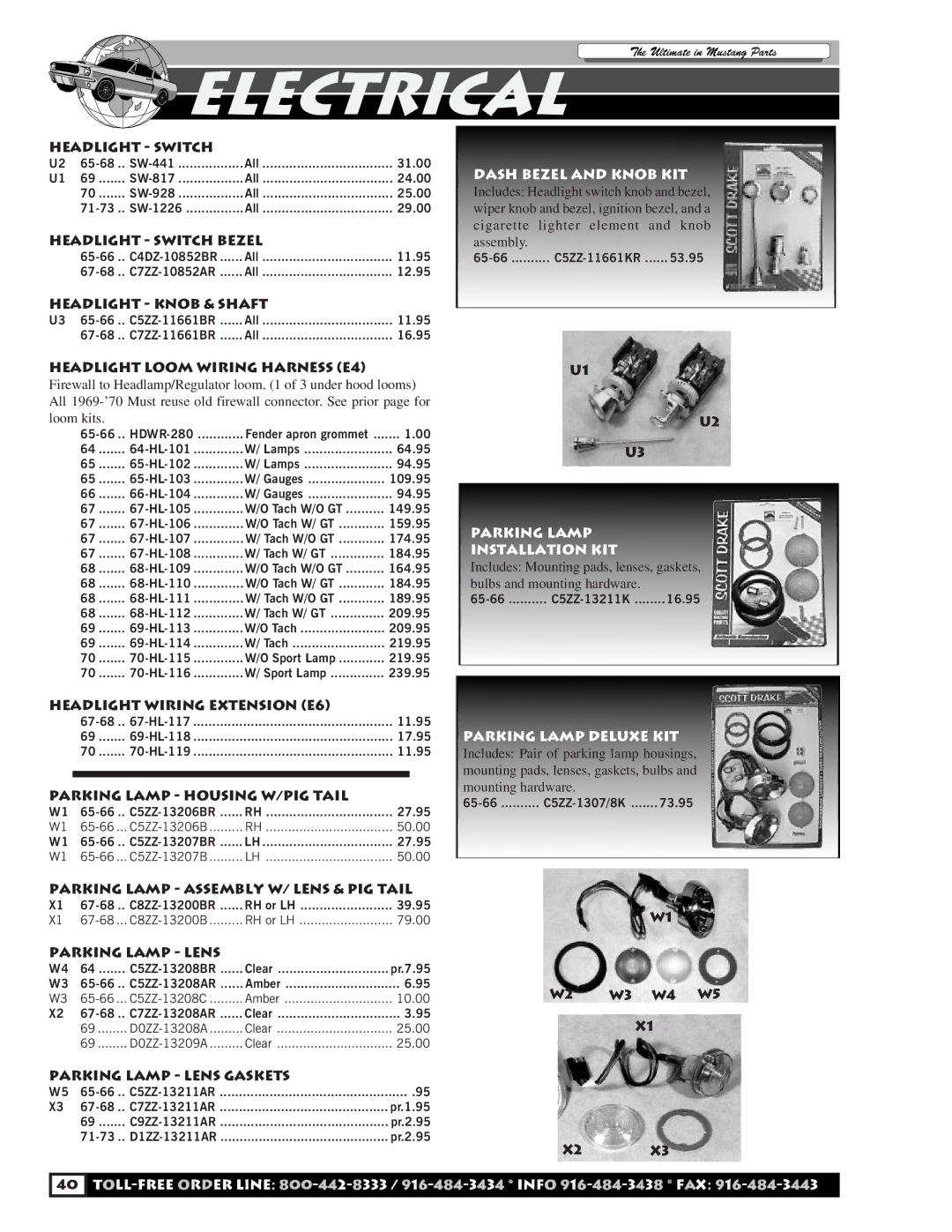 HP C5ZZ manual Dash Bezel and Knob KIT, Parking Lamp Installation KIT, Parking Lamp Deluxe KIT 