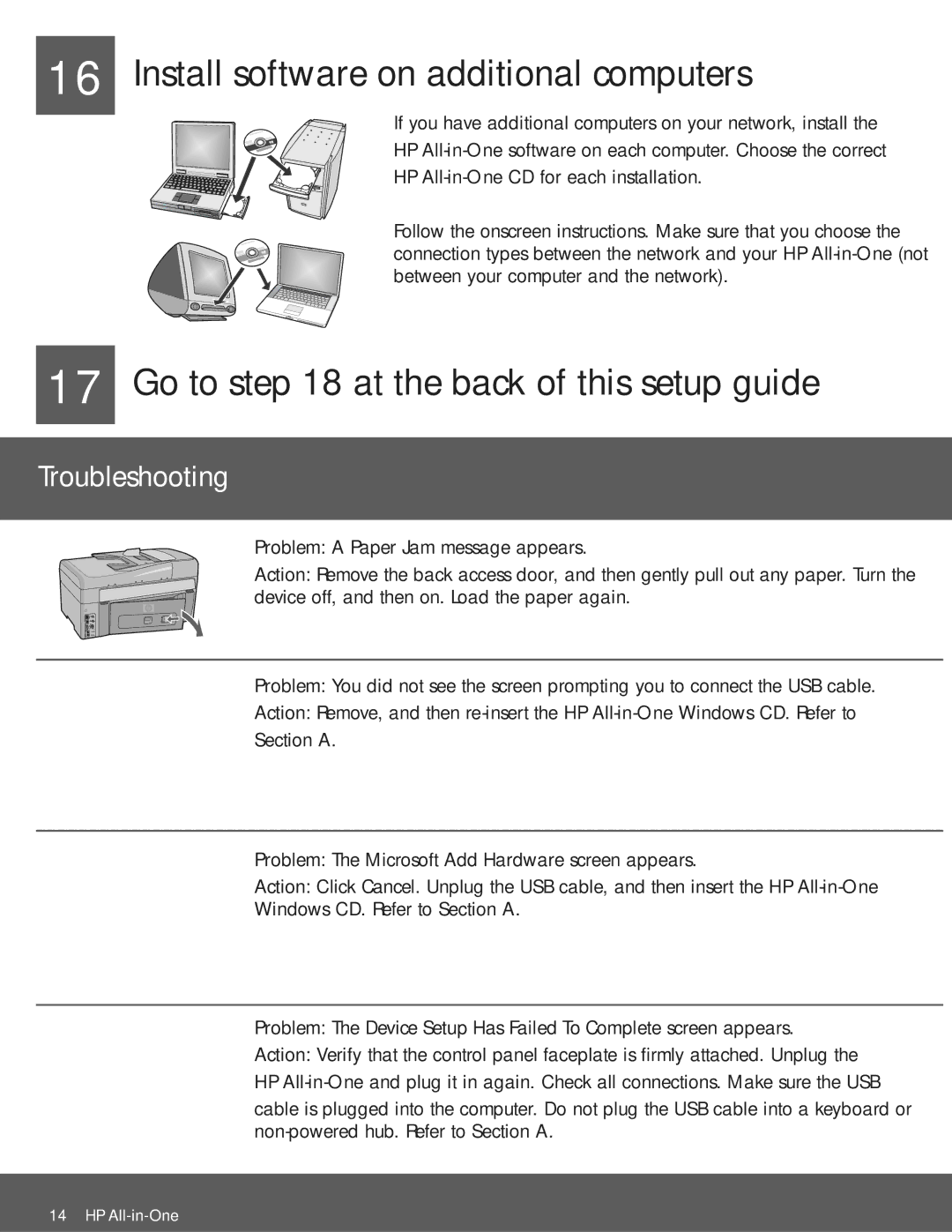 HP C6180, C6150 manual Install software on additional computers, Go to at the back of this setup guide, Troubleshooting 