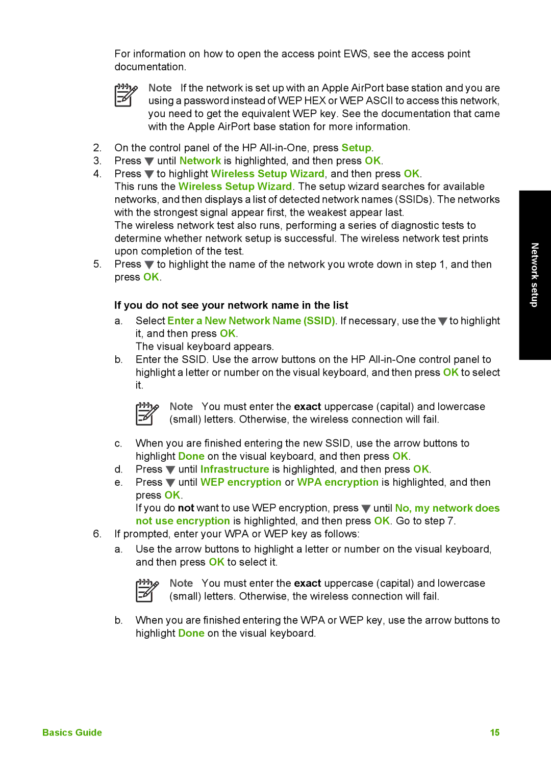 HP C6180, C6150 manual If you do not see your network name in the list 