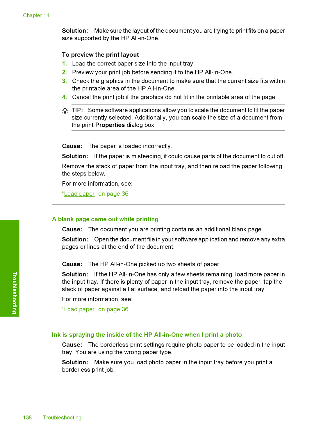 HP C6200 manual To preview the print layout, Blank page came out while printing 