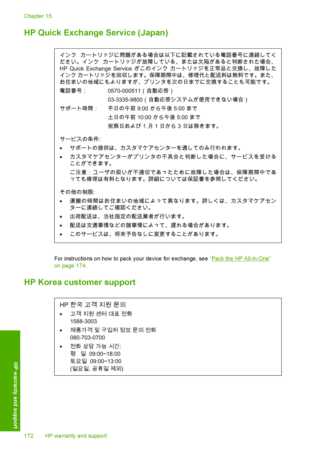 HP C6200 manual HP Quick Exchange Service Japan 