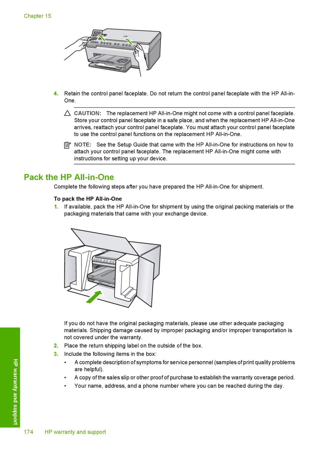 HP C6200 manual Pack the HP All-in-One 