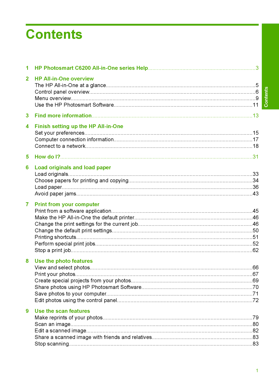 HP C6200 manual Contents 