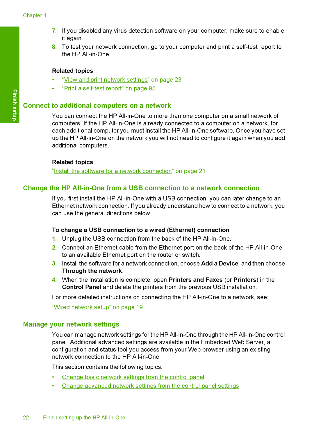 HP C6200 manual Connect to additional computers on a network, Manage your network settings 