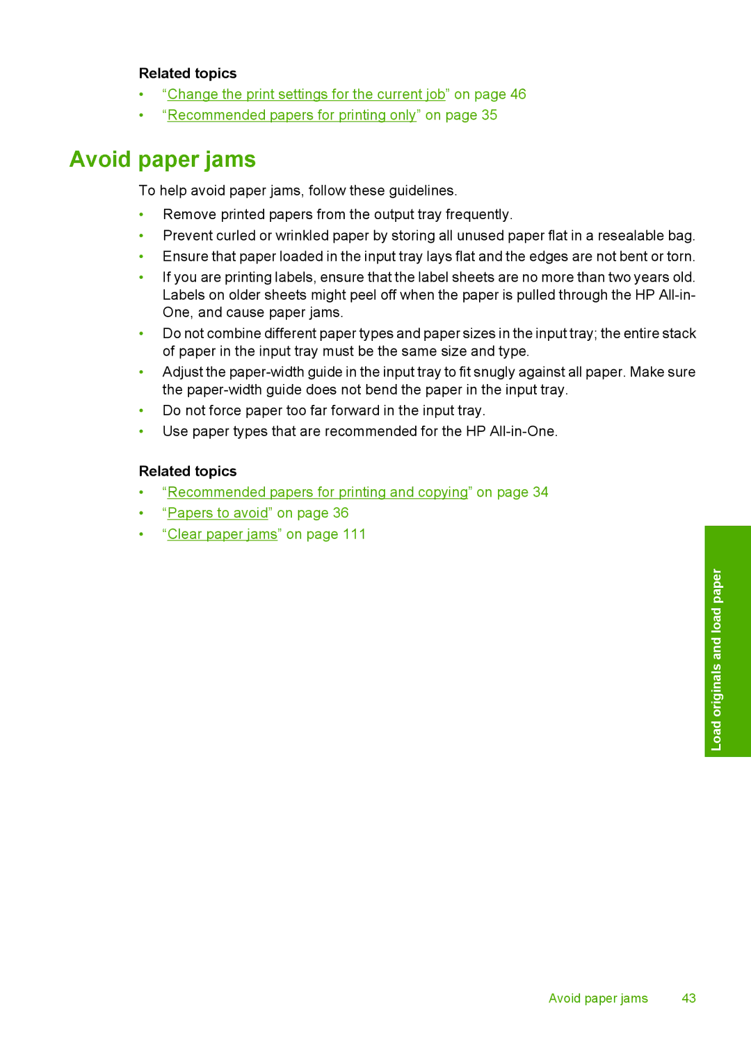 HP C6200 manual Avoid paper jams 