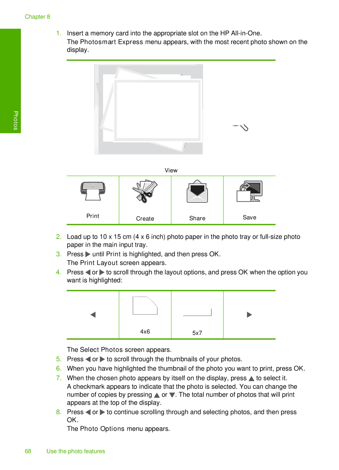 HP C6200 manual 4x6 5x7 