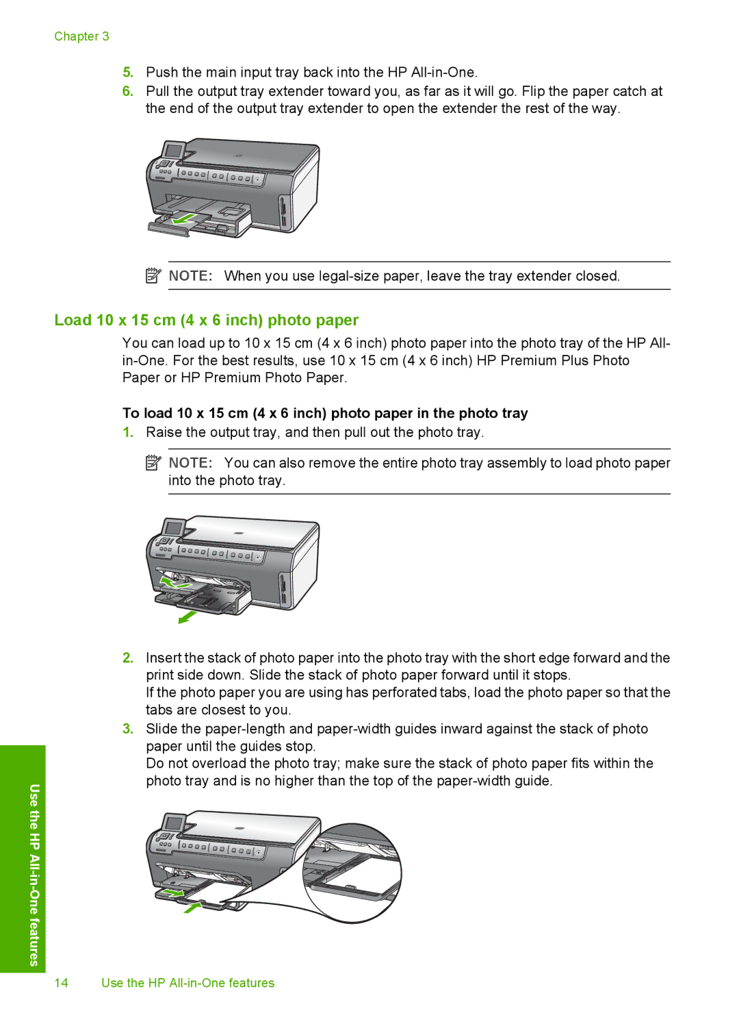 HP C6280, C6250 manual Load 10 x 15 cm 4 x 6 inch photo paper, To load 10 x 15 cm 4 x 6 inch photo paper in the photo tray 