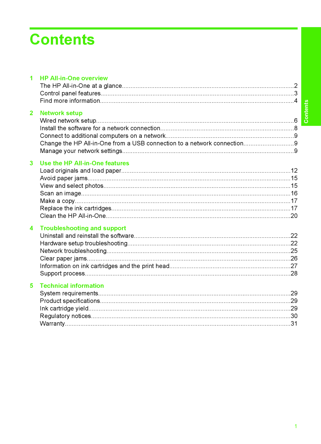 HP C6250, C6280 manual Contents 