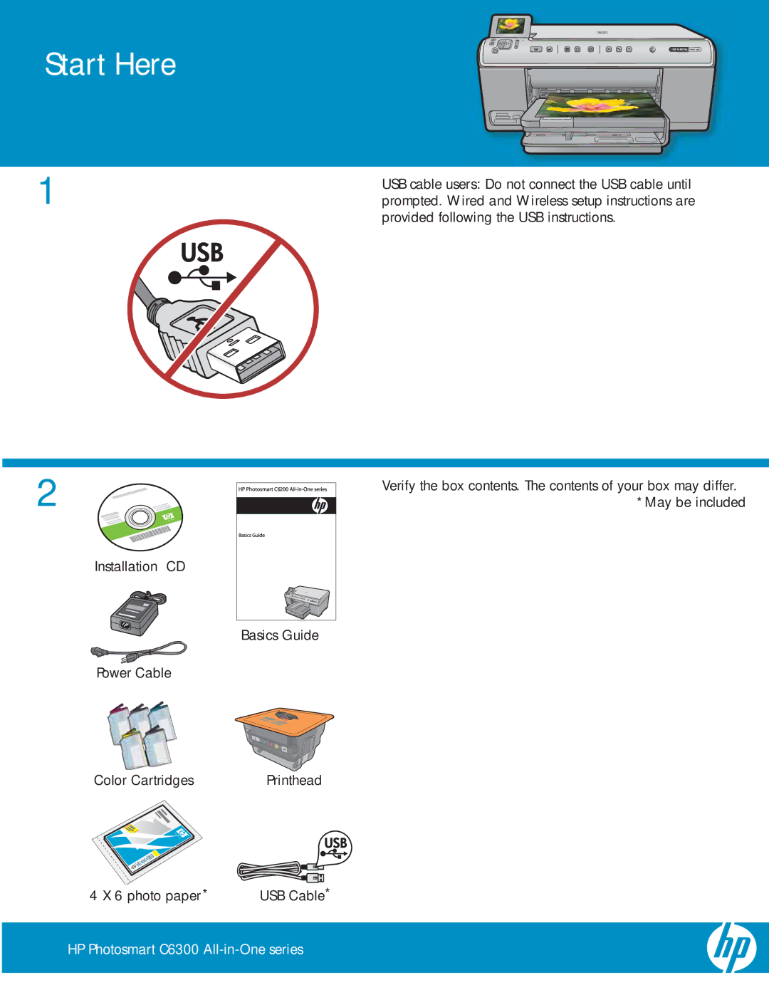 HP C6340, C6380, C6350 manual Start Here 