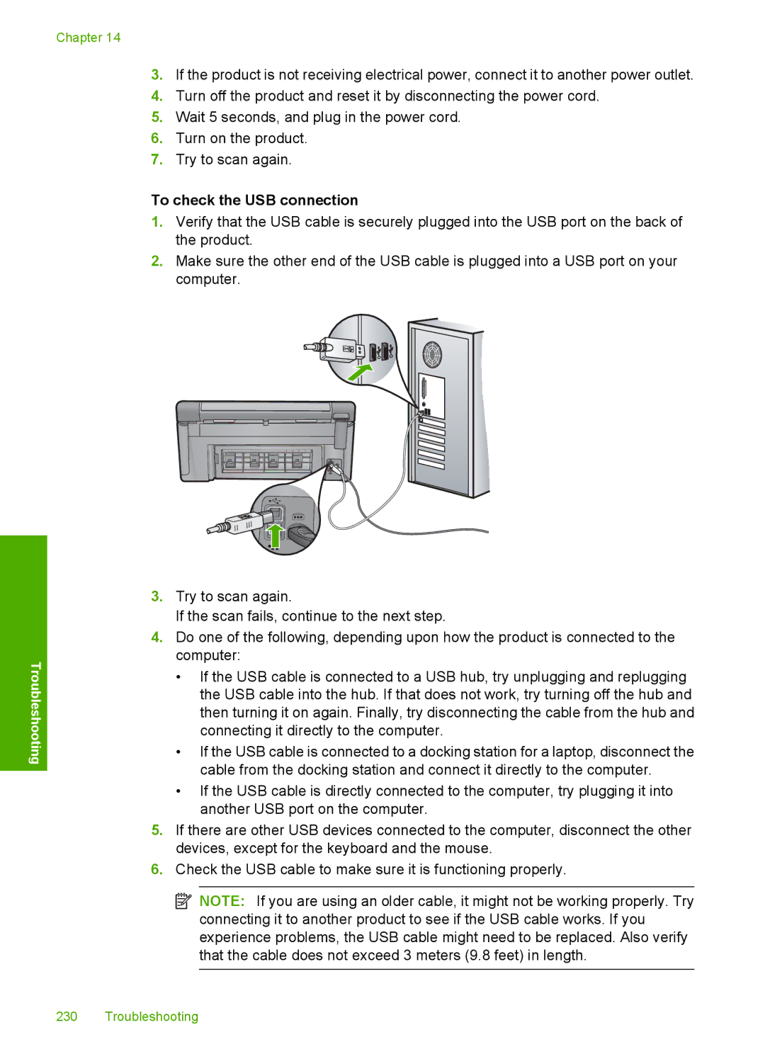 HP C6340, C6380 manual To check the USB connection 