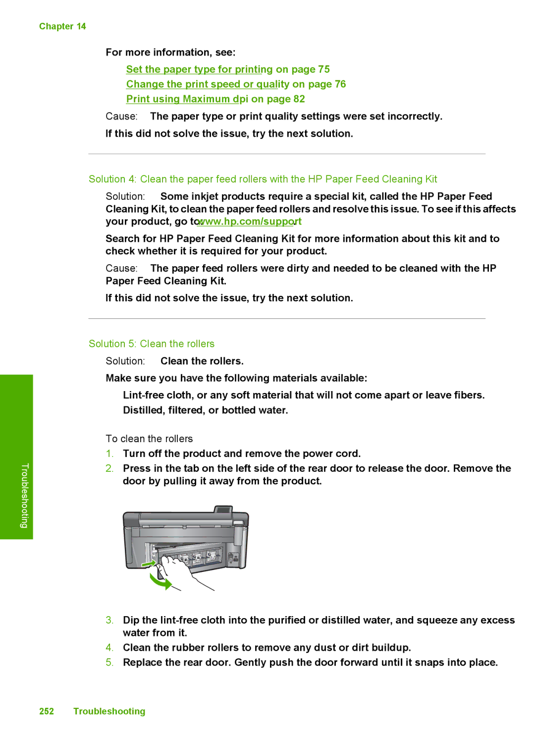 HP C6340, C6380 manual Solution 5 Clean the rollers, To clean the rollers 