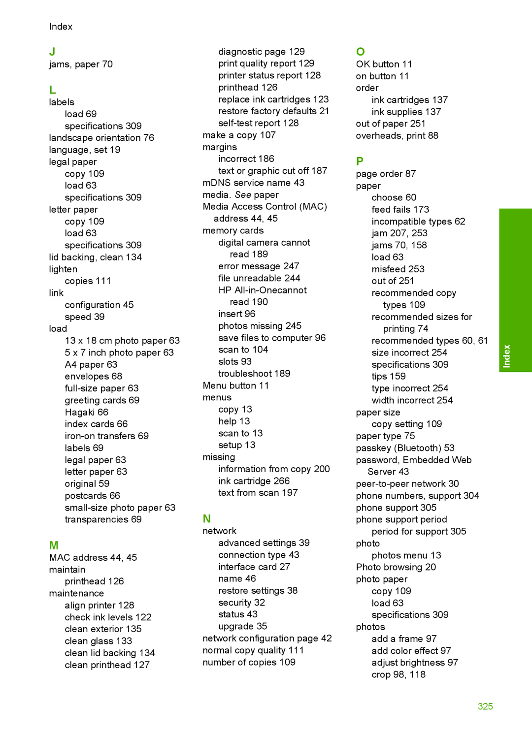 HP C6380, C6340 manual 325 