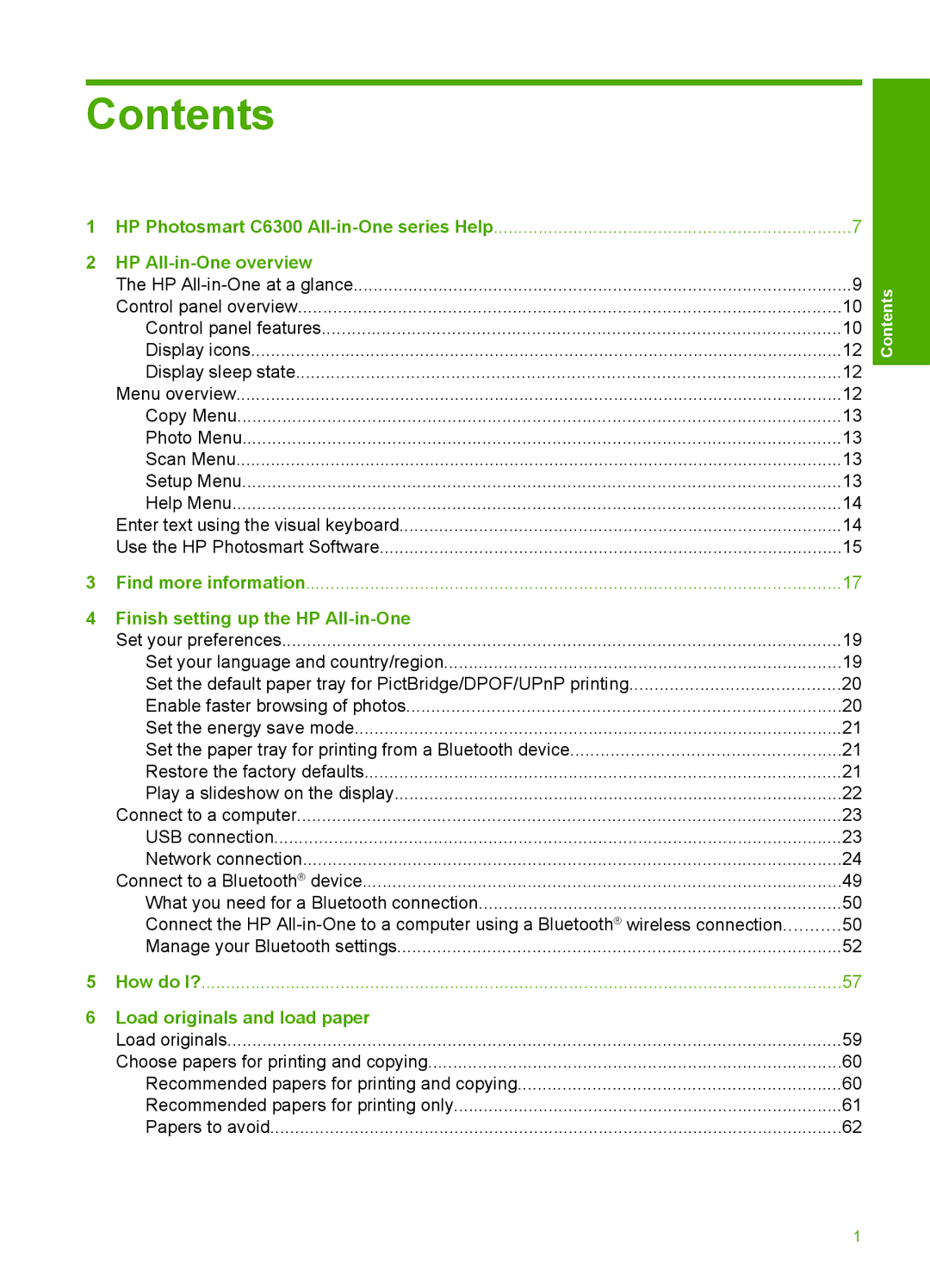 HP C6380, C6340 manual Contents 