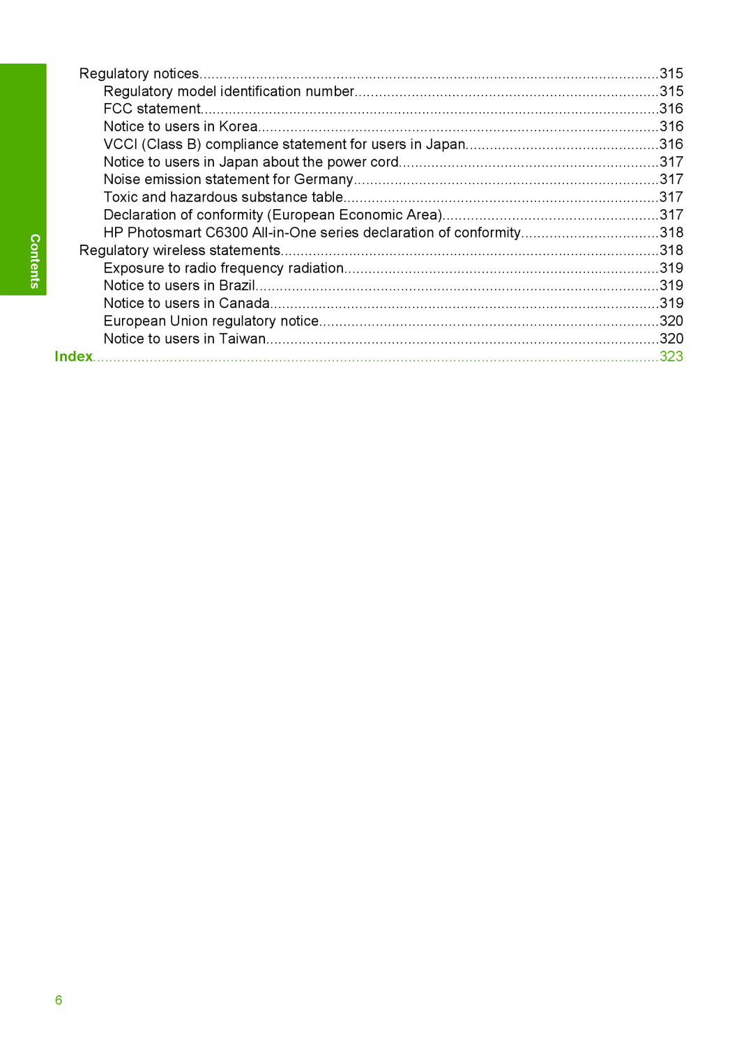 HP C6340, C6380 manual Index 