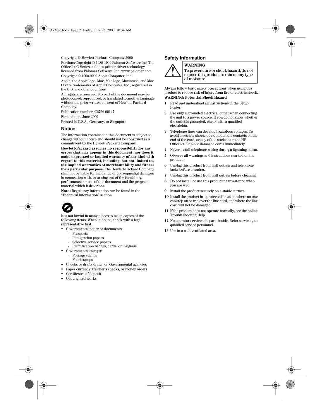 HP g55 C6736A, C6734A, g85 C6737A, C6735A, g85XI C6739A, G manual Safety Information 