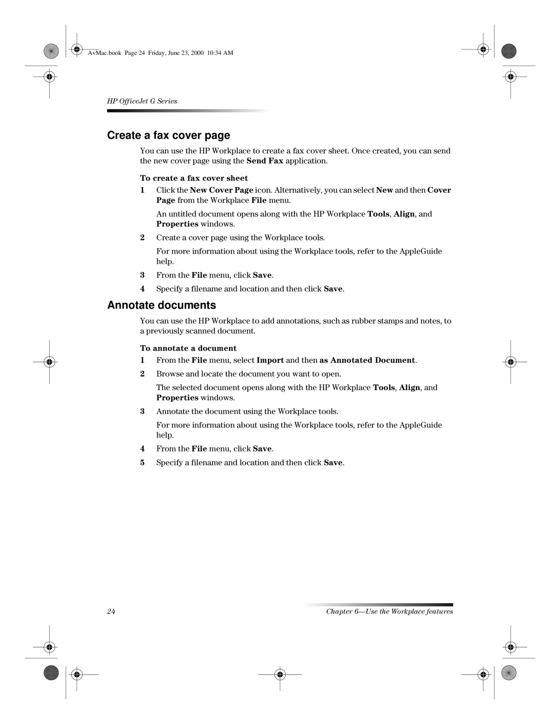 HP g85XI C6739A, C6734A, g85 C6737A, g55 C6736A, C6735A, G manual Create a fax cover, Annotate documents 