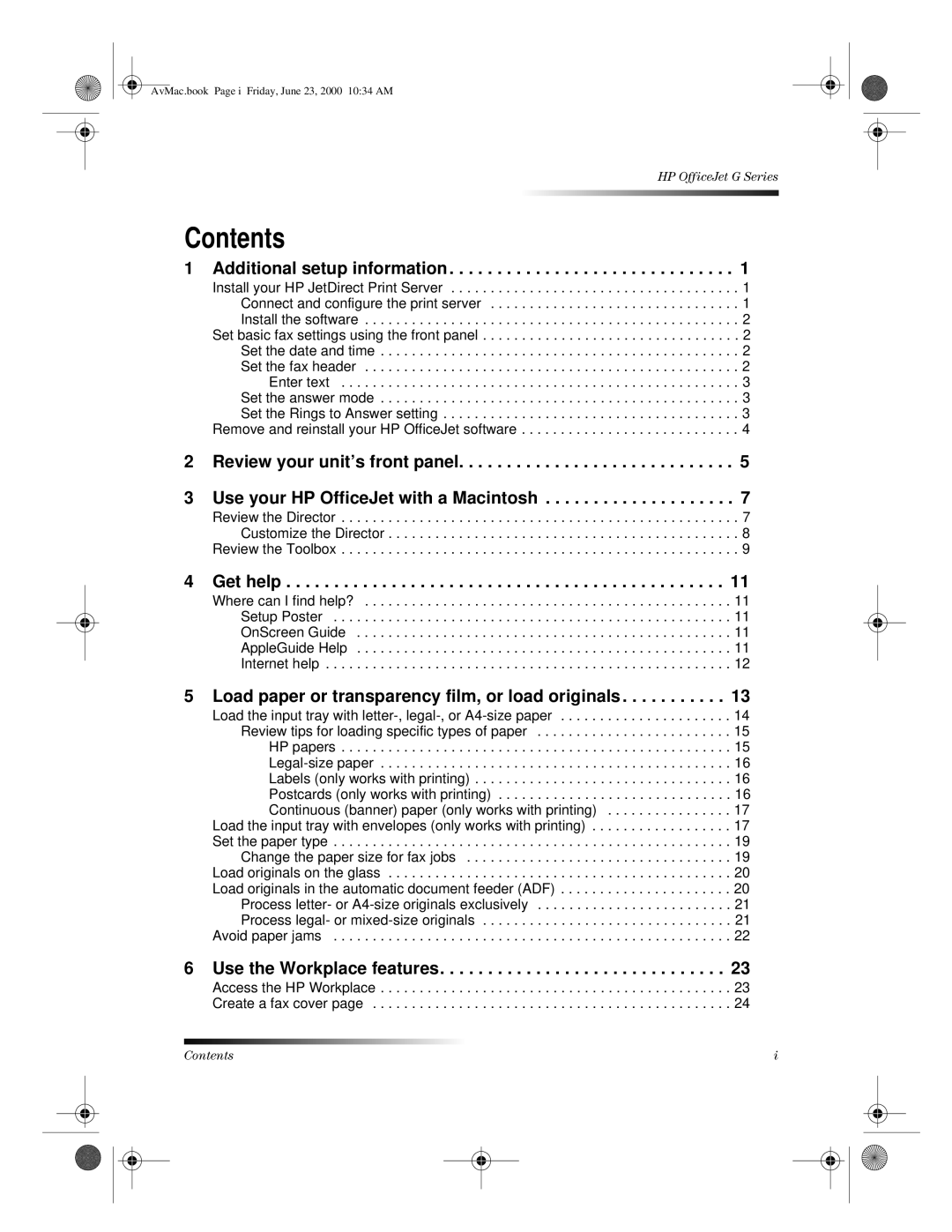 HP C6735A, C6734A, g85 C6737A, g55 C6736A, g85XI C6739A, G manual Contents 