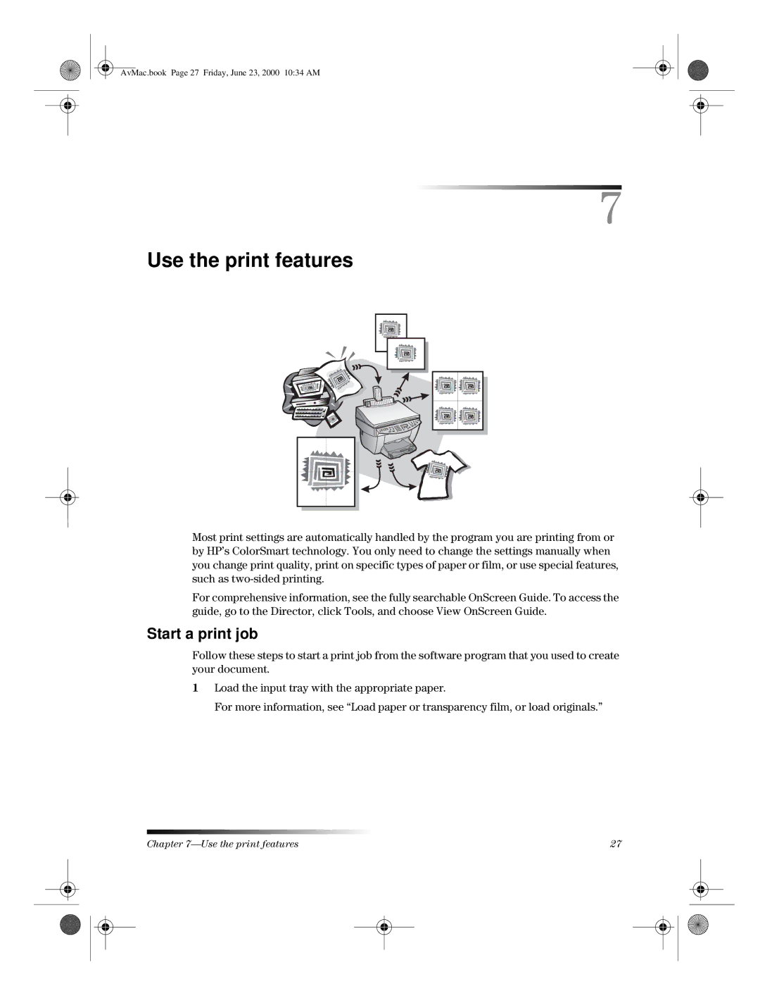 HP g85 C6737A, C6734A, g55 C6736A, C6735A, g85XI C6739A, G manual Use the print features, Start a print job 