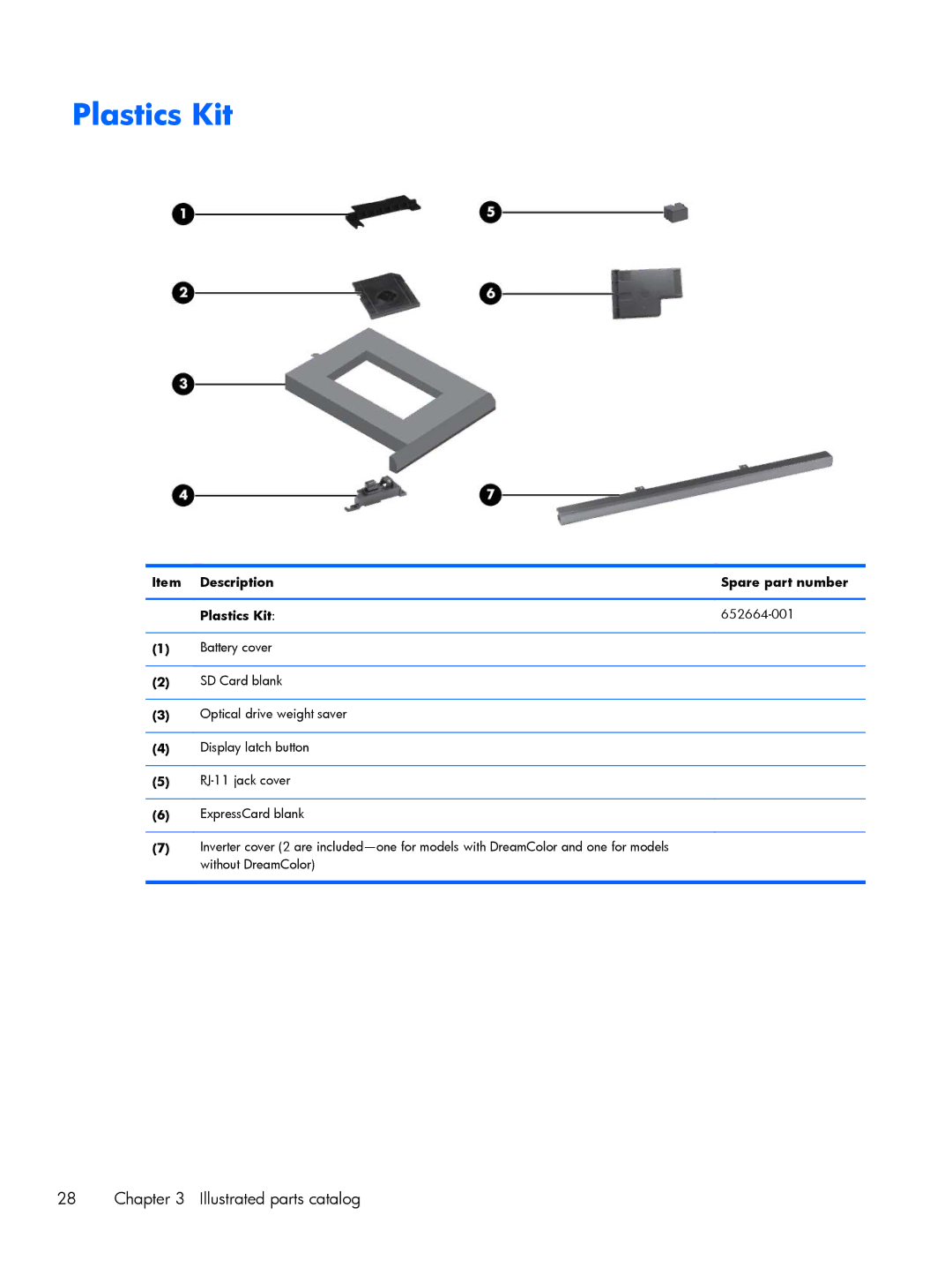 HP C6Z69UT#ABA, 8570w, C4Q24UP, 15.6 C6Y88UT#ABA manual Plastics Kit 