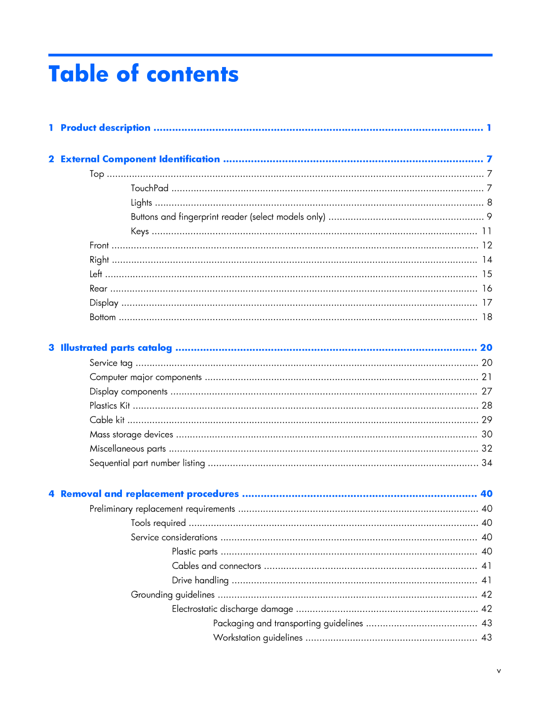 HP 8570w, C6Z69UT#ABA, C4Q24UP, 15.6 C6Y88UT#ABA manual Table of contents 