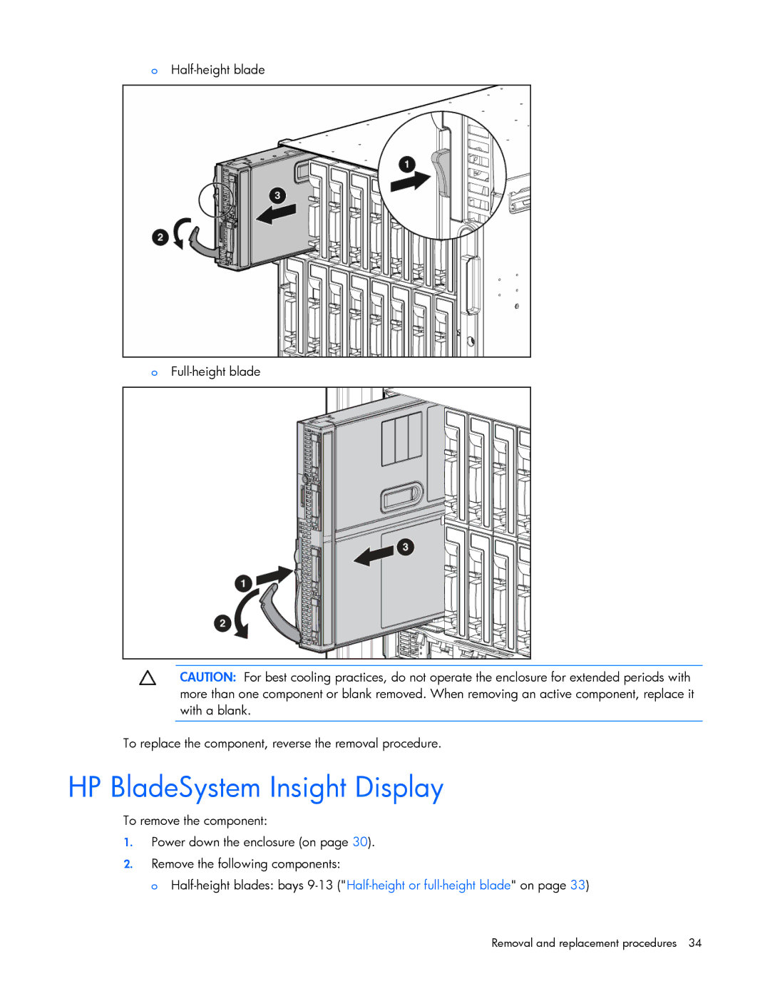 HP c7000 manual HP BladeSystem Insight Display 