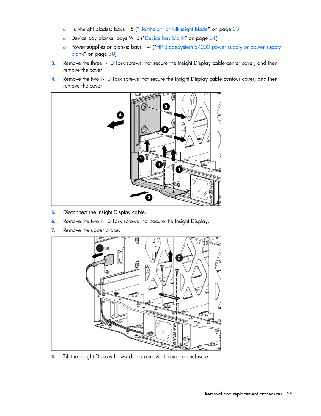 HP c7000 manual Removal and replacement procedures 