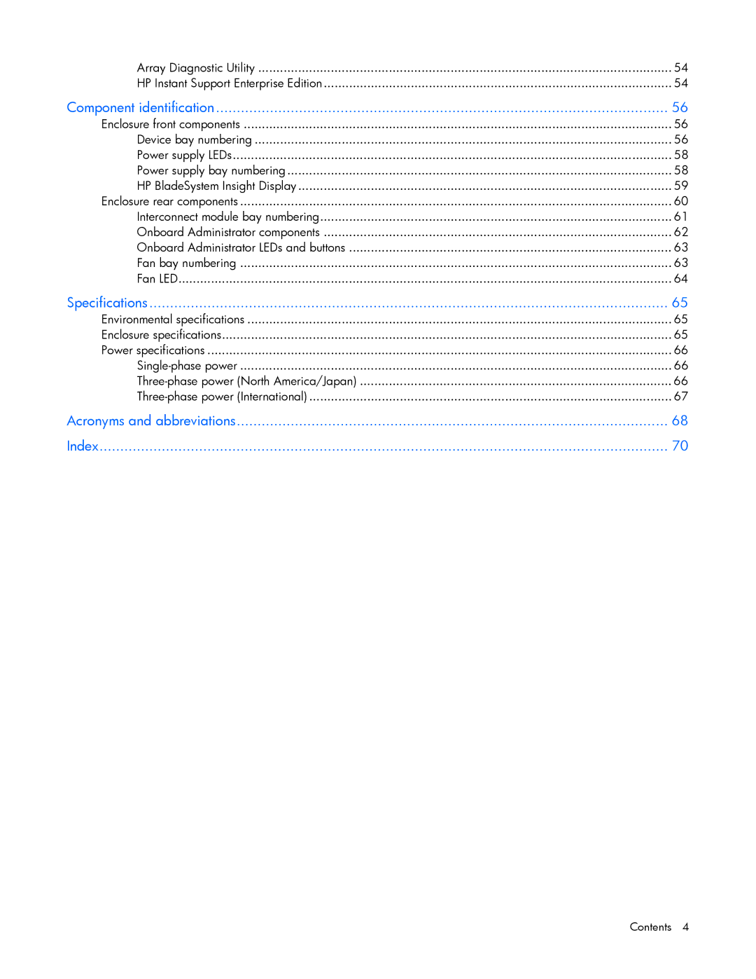 HP c7000 manual Acronyms and abbreviations Index 