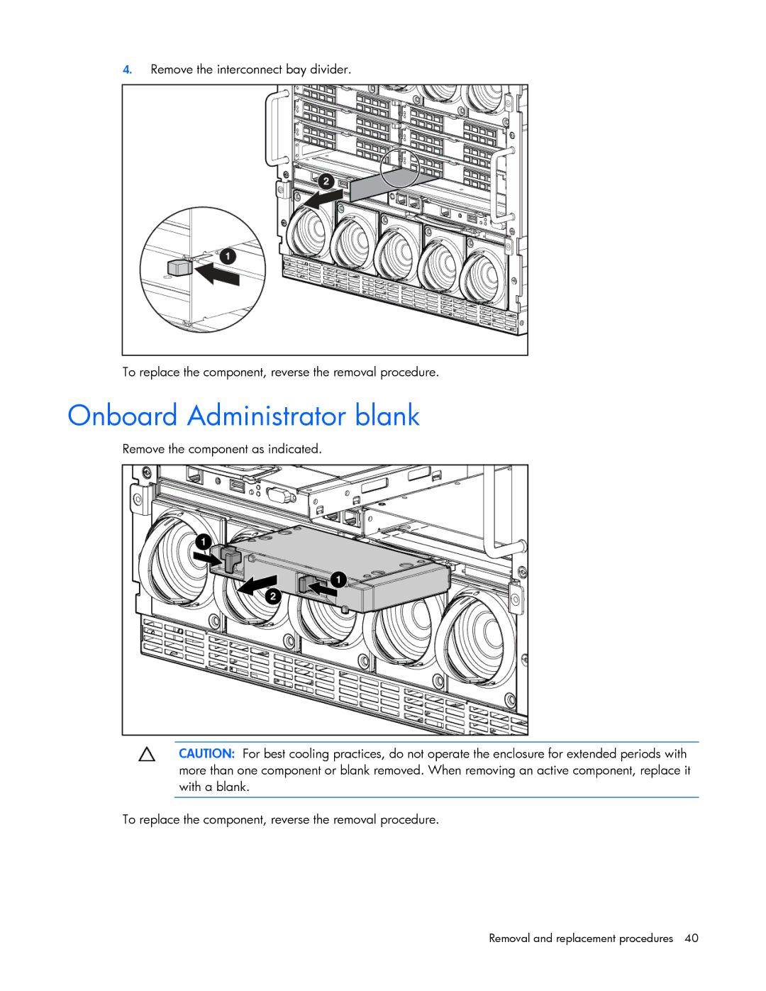 HP c7000 manual Onboard Administrator blank 