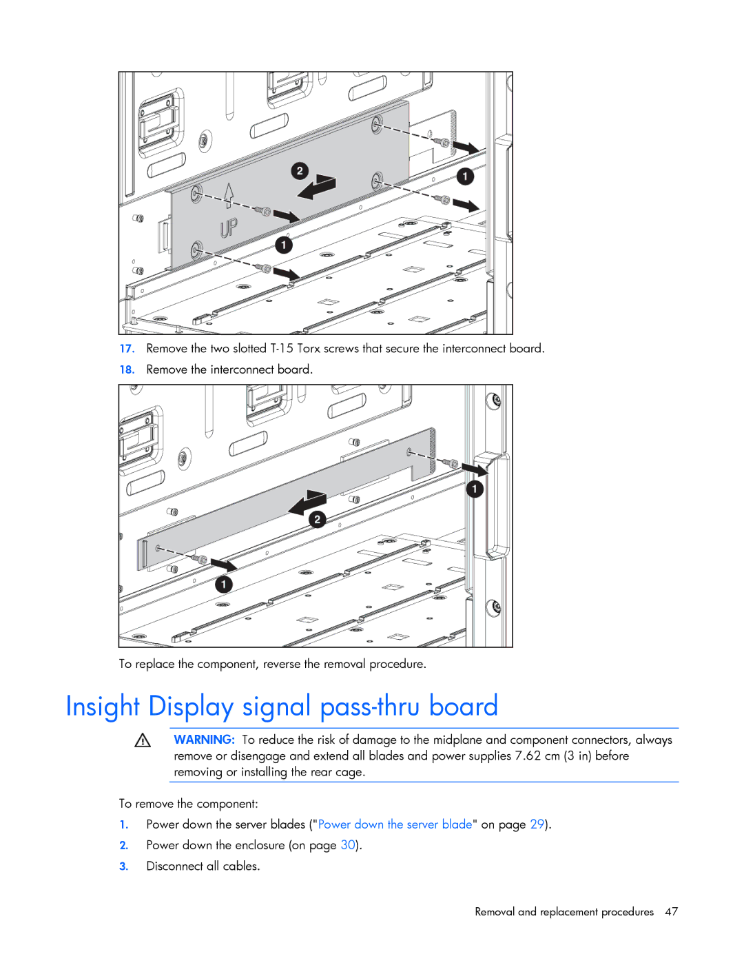 HP c7000 manual Insight Display signal pass-thru board 