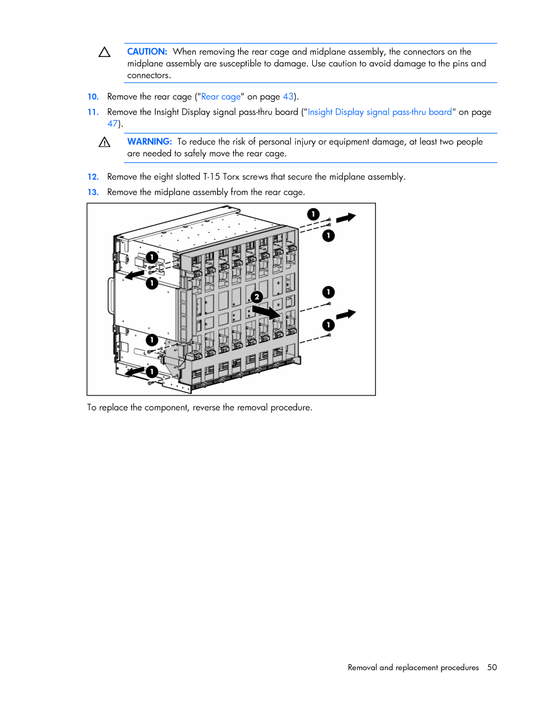 HP c7000 manual Removal and replacement procedures 