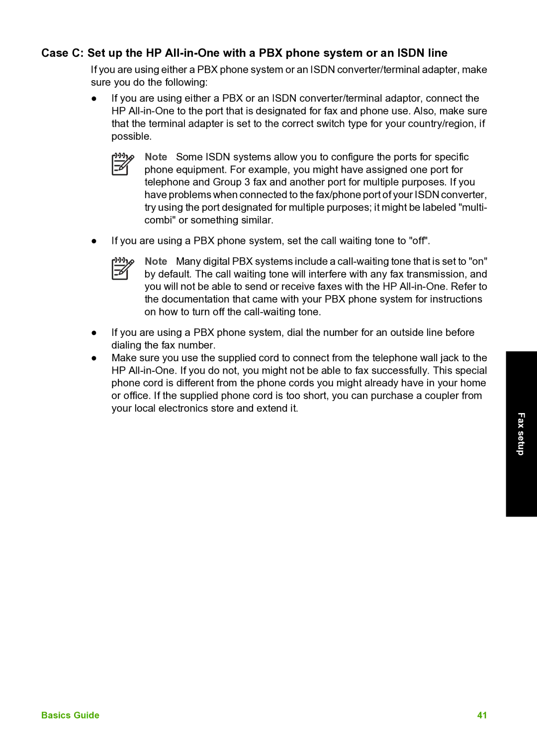 HP C7100 manual Fax setup 