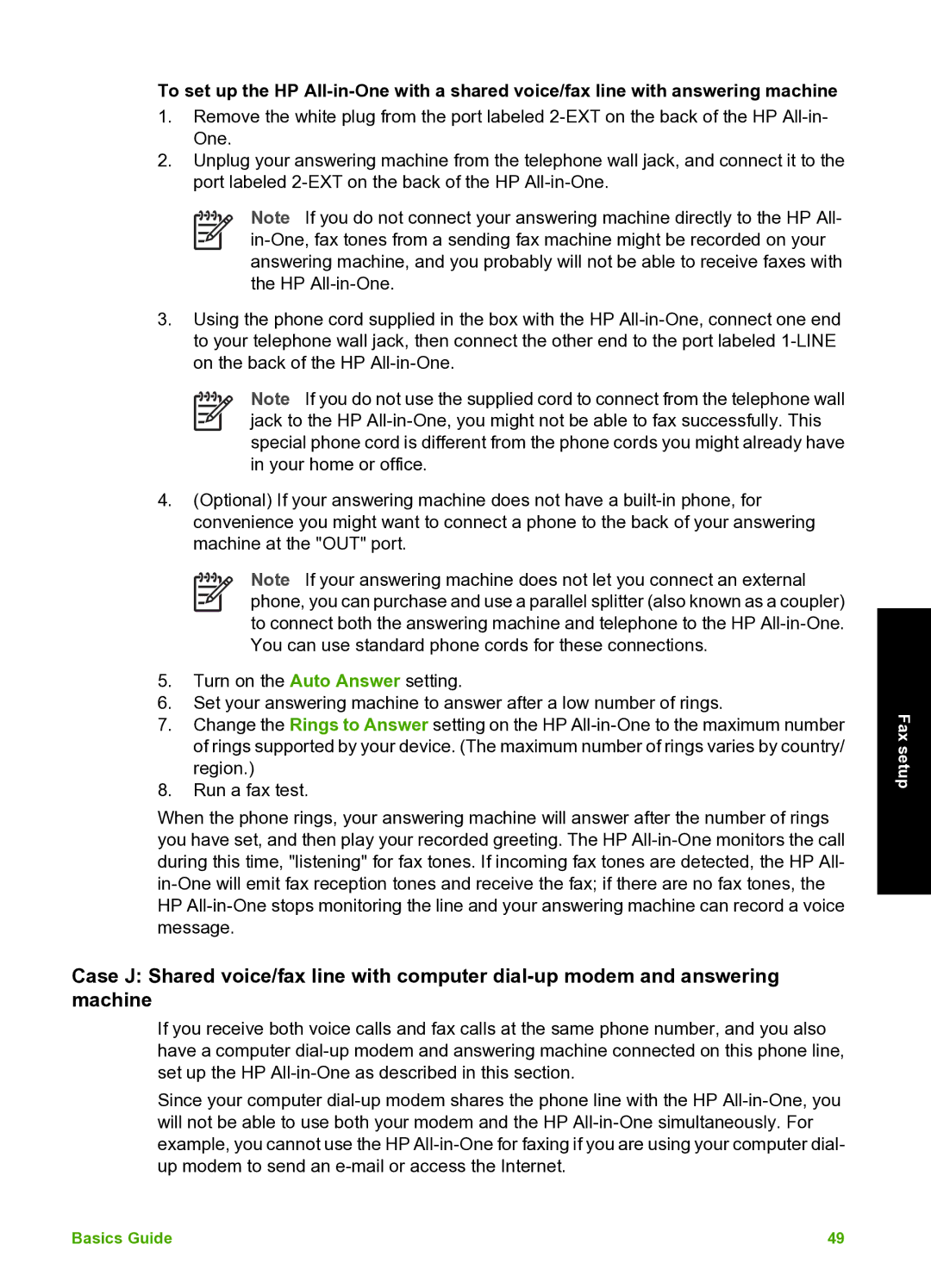 HP C7100 manual Fax setup 